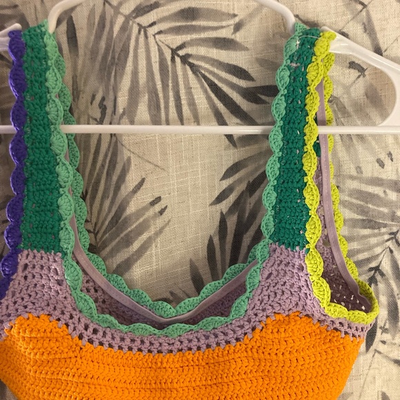 Beach Riot Orange and Purple Fitted Crop Tank Top - Picture 4 of 4